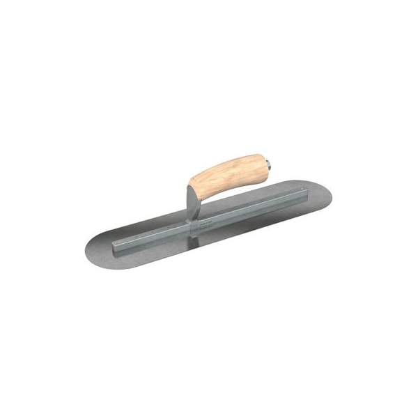 Carbon Steel Finishing Trowel - Round End - 16" x 4-1/2" with Camel Back Wood Handle